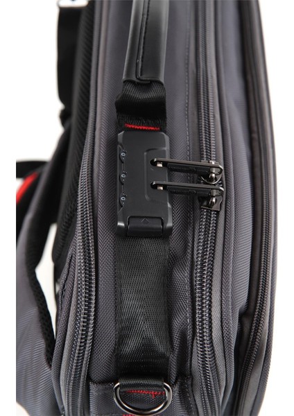 Unisex Şifre Kilitli USB Girişli Su Geçirmez Kumaş Laptop Bölmeli Çapraz Omuz Askılı Evrak Sırt Çantası