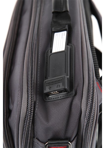 Unisex Şifre Kilitli USB Girişli Su Geçirmez Kumaş Laptop Bölmeli Çapraz Omuz Askılı Evrak Sırt Çantası