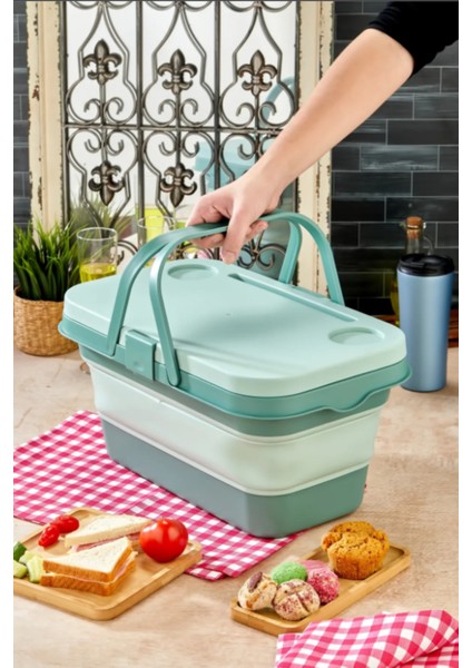 Çok Amaçlı, Kesme Tahtalı ve Masaya Dönüşen - Katlanabilir Piknik Sepeti Gri modelleri