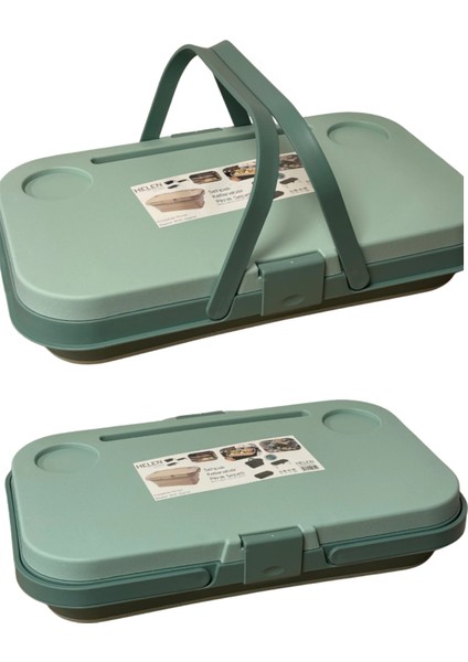 Çok Amaçlı, Kesme Tahtalı ve Masaya Dönüşen - Katlanabilir Piknik Sepeti Gri indirimleri