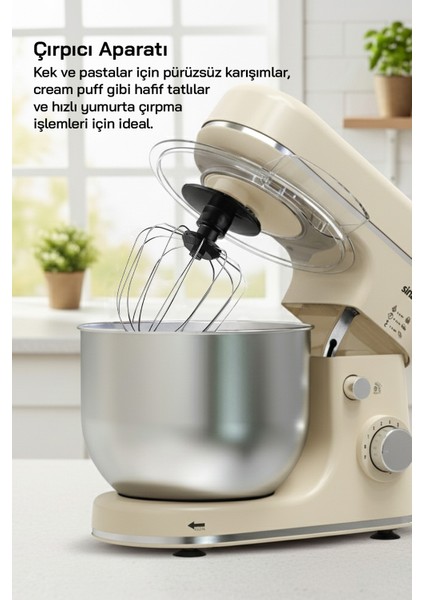 1300W 6l Stand Mikser Bej, Pratik ve Güçlü Mutfak Yardımcısi