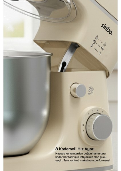 1300W 6l Stand Mikser Bej, Pratik ve Güçlü Mutfak Yardımcısi