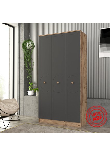 Luna 3 Kapaklı Bazalı Gardırop Tamamı Mdf indirimleri