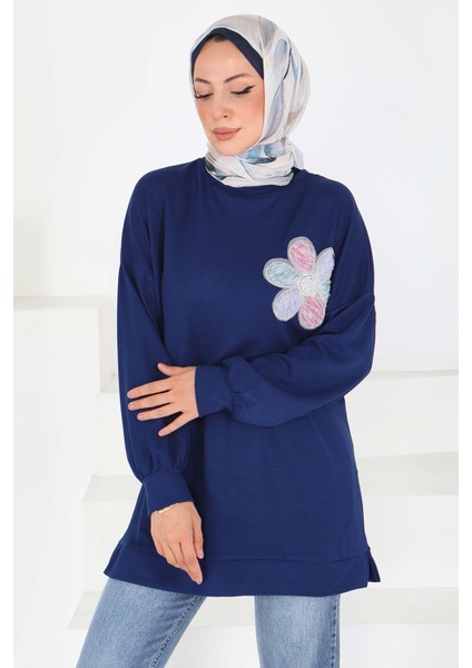 Çiçek Işlemeli Oysho Tunik Lacivert - 27672