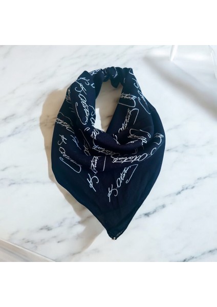 Atatürk Imzalı Siyah Unisex %100 Koton Bandana 23 NISAN,29EKIM