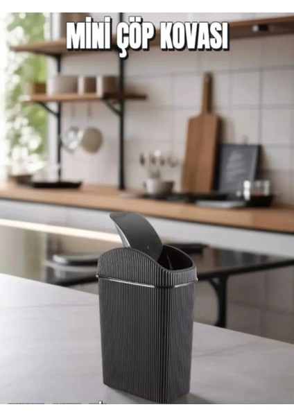 Mini Çöp Kovası, Mutfak, Banyo, Tuvalet, Ofis Çöp Kutusu Siyah