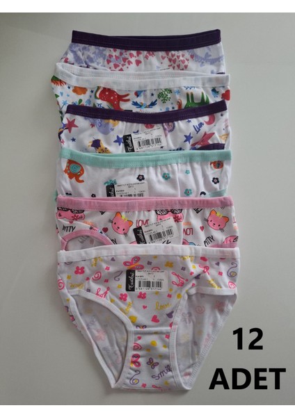 Kız Çocuk Elastan Emp Bato-Slip-Külot - 12 Adet - Çok Renkli