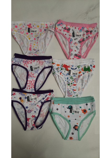 Kız Çocuk Elastan Emp Bato-Slip-Külot - 12 Adet - Çok Renkli modelleri