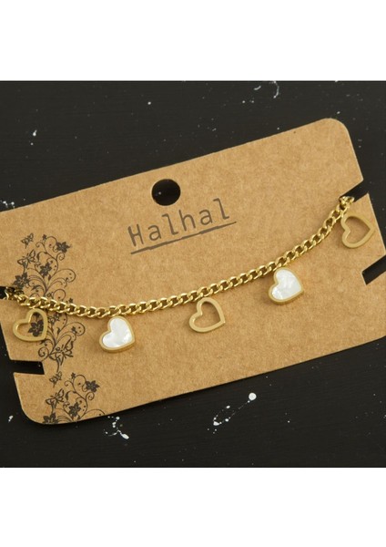 shop Sedef Kalp Sallantılı Çelik Halhal-Sarı
