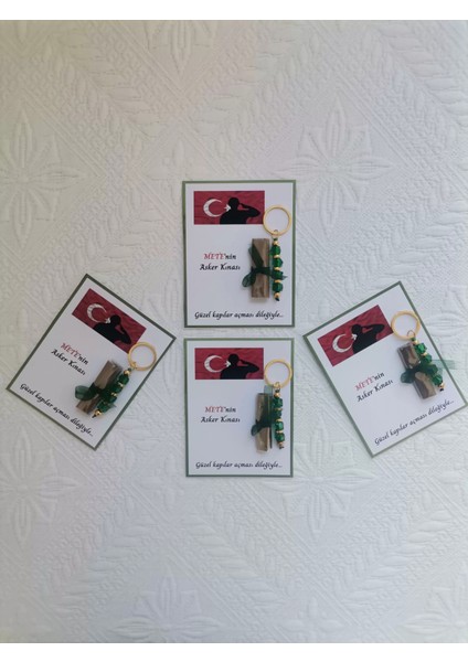 100 Adet Kişiye Özel Asker Kına Hatırası Dağıtmalık Hediyelik Yeşil Anahtarlık ve Paketlenmiş Kına indirimleri
