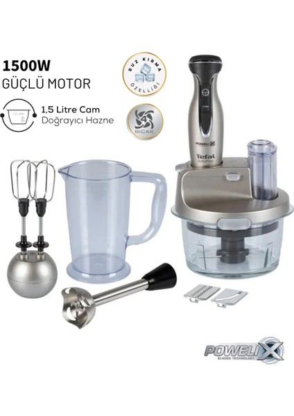 4 Bıçaklı 1500W Güçlü Cam Hazneli Blender ve Doğrayıcı, Mutfak Robotu