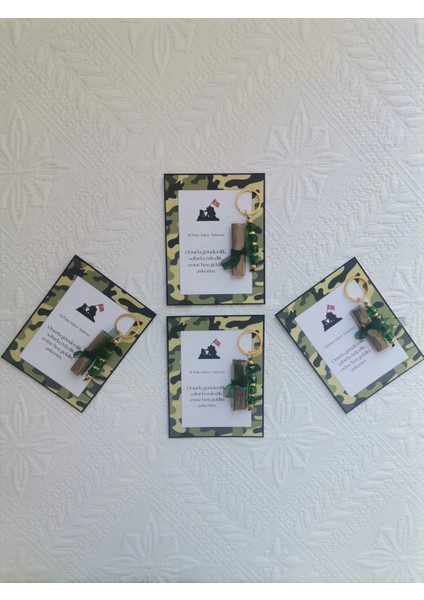 100 Adet Kişiye Özel Asker Kına Hatırası Dağıtmalık Hediyelik Yeşil Anahtarlık ve Paketlenmiş Kına indirimleri