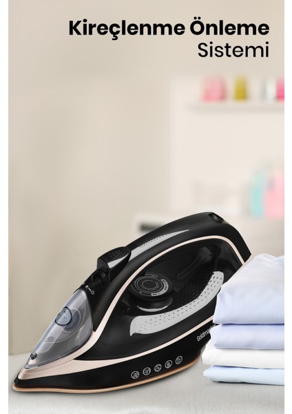 3200W Seramik Tabalı Buharlı Ütü, Kireç ve Damlama Önleyici, 3m Kablo, Hafif ve Etkili