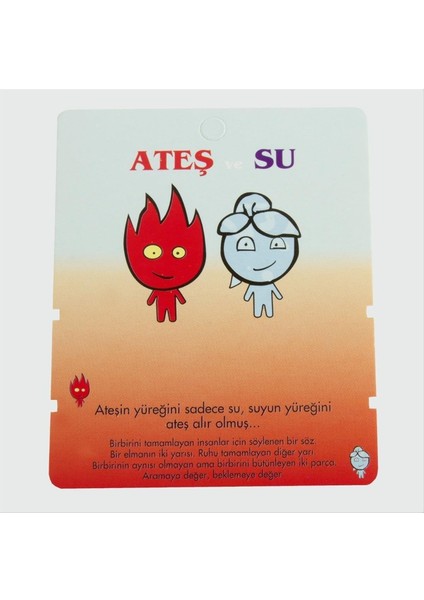 shop 2li Ateş ve Su Bileklik Kartı-Kırmızı