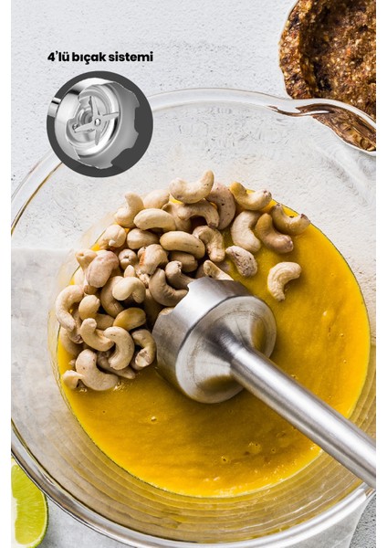 Güçlü 1000W Paslanmaz Çelik 4 Bıçaklı Turbo El Blender, Hız Ayarlı fiyatları