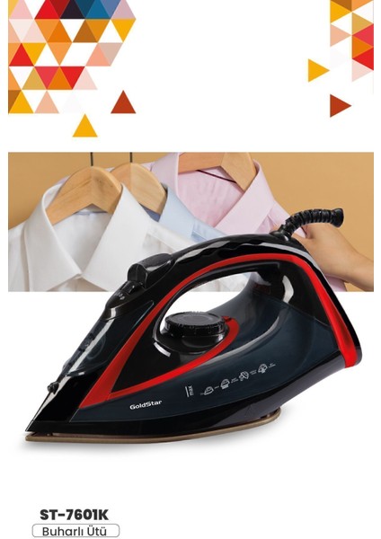 2400W Seramik Tabanlı Buharlı Ütü, 170 Gr, Kırmızı ve Siyah Seçeneği