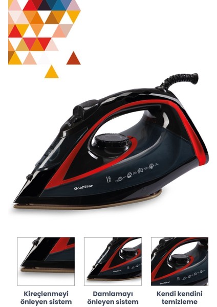 2400W Seramik Tabanlı Buharlı Ütü, 170 Gr, Kırmızı ve Siyah Seçeneği fırsatları