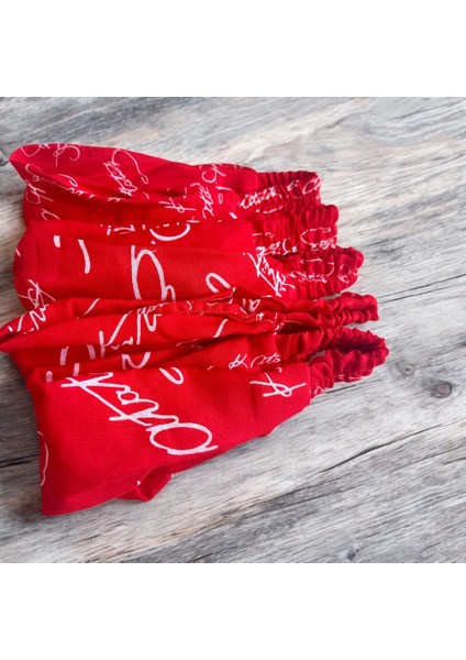 Atatürk Imzalı Kırmızı Renk Unisex Cotton Arkası Lastikli 5'li Saç Bandı 23 Nisan Bandana fiyatları