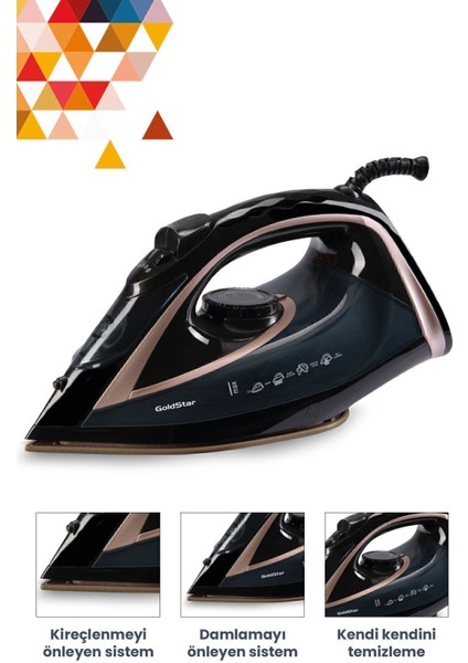 2400W Seramik Tabanlı Buharlı Ütü, 170G Şok Gücü, Siyah Renk fırsatları