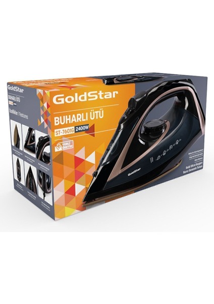 2400W Seramik Tabanlı Buharlı Ütü, 170G Şok Gücü, Siyah Renk