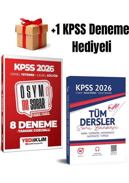 2026 Kpss Yönerge 5 Deneme ve Kpss Tüm Dersler Soru Bankası (2 Kitap) +1 Kpss Deneme Hediyeli