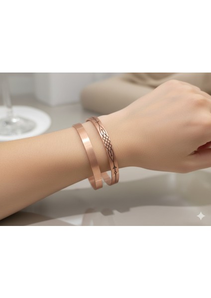 2 Adet 1 Adet Sade ve Şık 1 Adet Motifli Saf Bakır Bileklik Tamamen Doğal