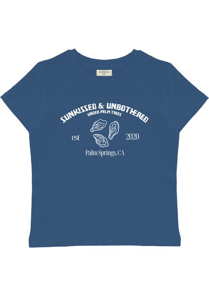 Sunkissed& & Unbothered Baskılı Baby Tee Crop Top