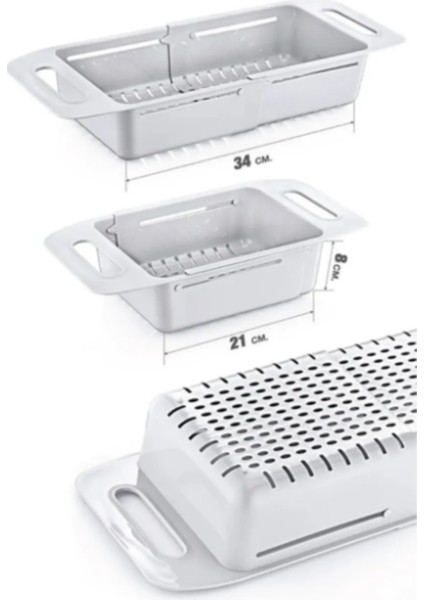 Sürgülü Ayarlanabilir Pratik Lavabo Süzgeci, Uzun Kısa Ayarlı Evye, Meyve Sebze Salata Yıkama modelleri