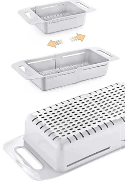 Sürgülü Ayarlanabilir Pratik Lavabo Süzgeci, Uzun Kısa Ayarlı Evye, Meyve Sebze Salata Yıkama indirimleri