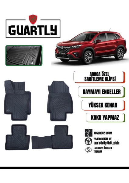 Suzuki S-Cross 2022 ve Sonrası Için Uyumlu Araca Özel Premium 4d Havuzlu Paspas Takımı