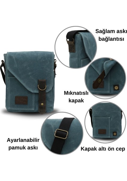 7059 Pretty Limon Küfü Mavi Hakiki Deri Suya Dayanıklı Mumlu Kanvas Postacı Omuz Okul Çantası fırsatları