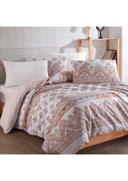 Conzaliza %100 Pamuklu Çift Kişilik Nevresim Takımı-Beyaz/gül Kurusu modelleri