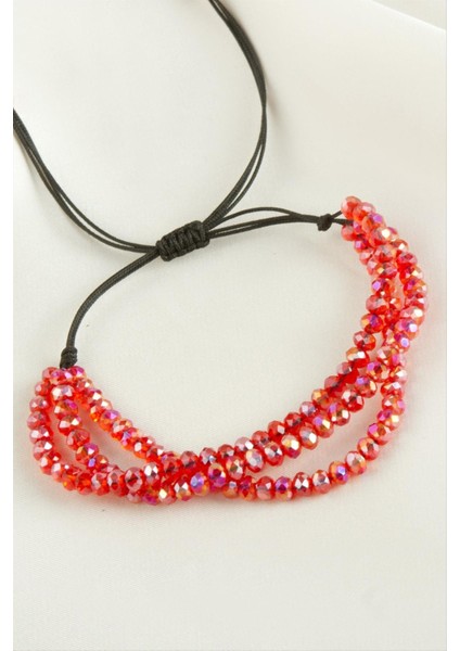 shop Üçlü Kristal Bileklik-Açık Kırmızı