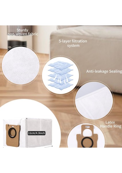 Dreame L10S Pro Ultra HEAT,L10 ULTRA,L10 Prime Uyumlu Mop Paspas,toz Torbası Yedek Seti-4 Parça