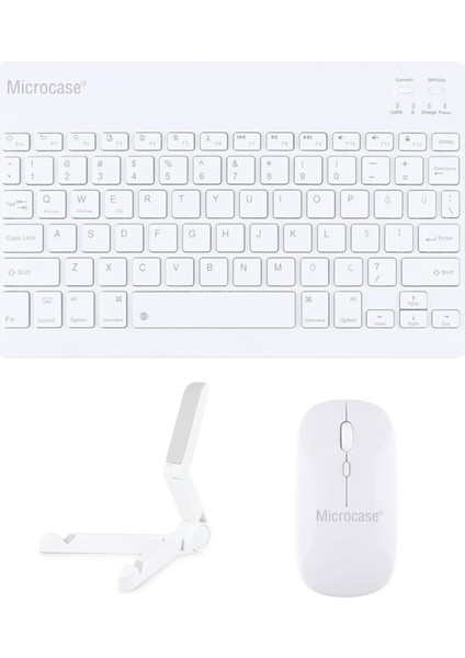 Samsung Galaxy Tab A9 Plus SM-X210 11 Inch Tablet ile Uyumlu Türkçe Bluetooth Klavye+Mouse+Tablet Standı Beyaz AL5166