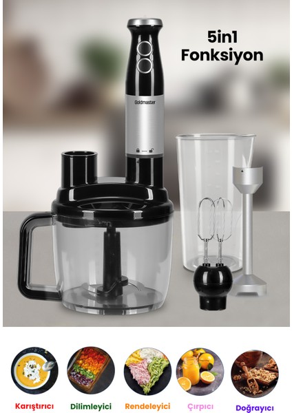Paslanmaz Çelik Çok Amaçlı 8'li Mutfak Robotu ve Blender Seti Siyah modelleri