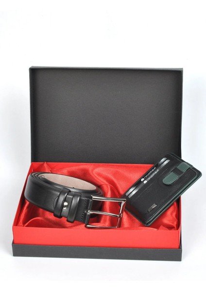 Kişiye Özel Hakiki Deri Kumaş Kemer - Kartlık Seti fiyatları