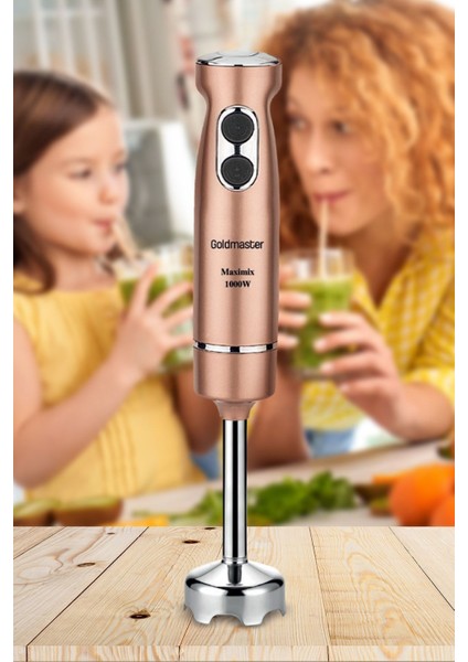 Güçlü 1000W El Blender, 4 Bıçak, Paslanmaz Çelik, Turbo Hız Ayarı