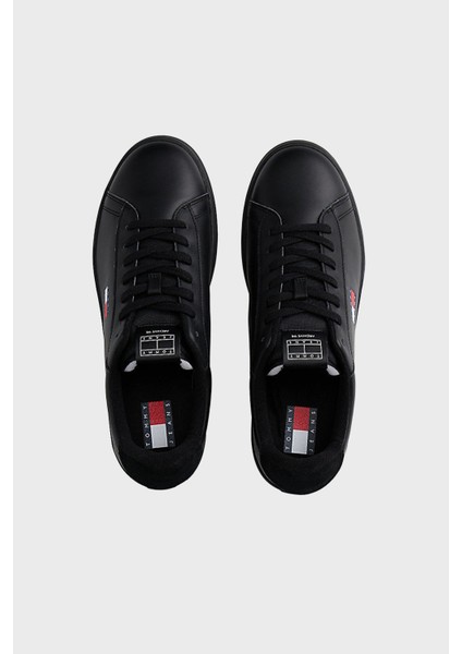 Logolu Deri Sneaker Ayakkabı Erkek Ayakkabı EM0EM01596 0gq fırsatları