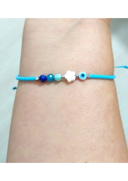 Nazar Boncuklu Sedef Çiçek Lapis Lazuli Amazonit Apatit Doğaltaşlı Miyuki Bileklik modelleri