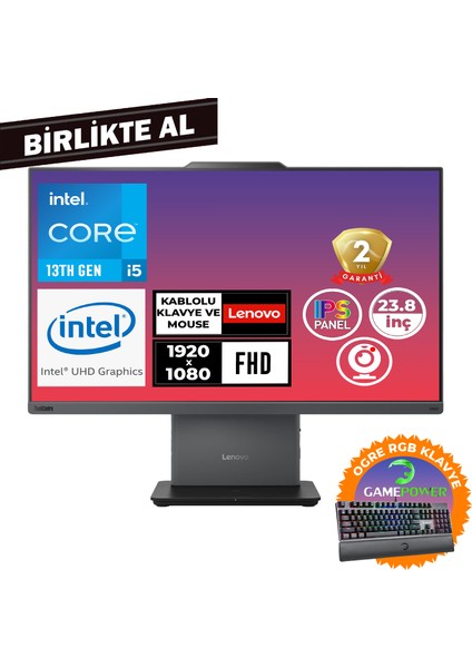 Thinkcentre Neo 50A G5 I5-13420H 16GB 512GB SSD 23.8" Fdos + Gaming Klavye 12SC002WTR 030