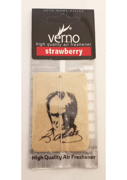 Atatürk Portreli ve Imzalı Oto Dekoratif Koku Araba Kokusu Çilek Aromalı