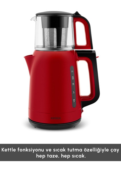 Kırmızı Cam Çay Makinesi, 1500 W, Modern ve Şık Tasarım indirimleri