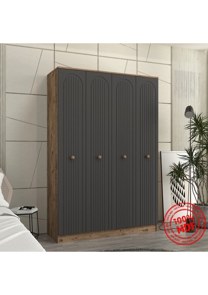 Mila 4 Kapaklı Bazalı Gardırop Tamamı Mdf indirimleri