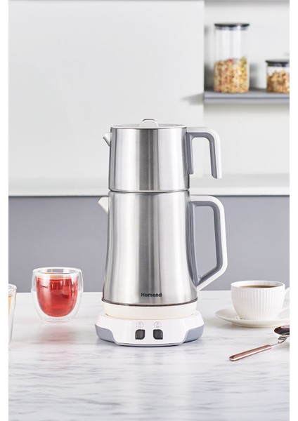 Şık Inox Konuşan Çay Makinesi Beyaz 1775H