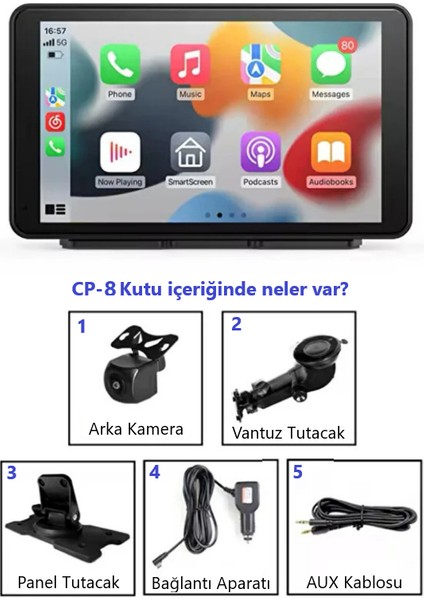 Cp-8 Carplay 7 Inch Ekran Tak Çal. | Kablsz. Carplay | Dok. IPS Ekran | Park Kam. | Yol Kaydı indirimleri