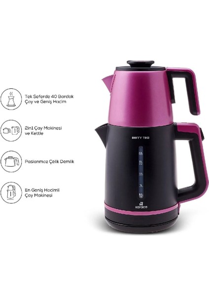 Kırmızı Pembe 2'li Çay ve Kettle Seti, Şık ve Pratik Keyifli Kullanım modelleri