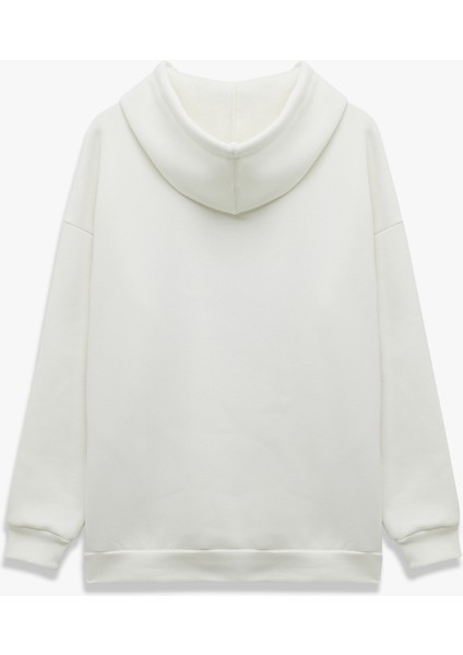 Ayı Baskılı Şardonlu Kapüşonlu Oversize Sweatshirt fırsatları