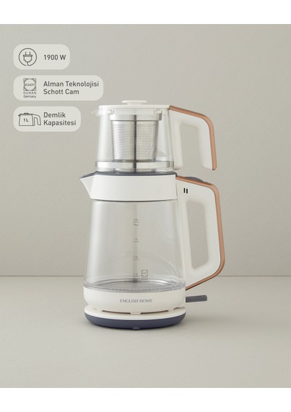 Cam Çay Makinesi ve Kettle Beyaz-Bakır, Şık ve Pratik Kullanım Sağlar. fiyatları