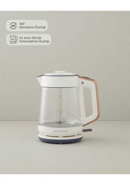 Cam Çay Makinesi ve Kettle Beyaz-Bakır, Şık ve Pratik Kullanım Sağlar. fırsatları